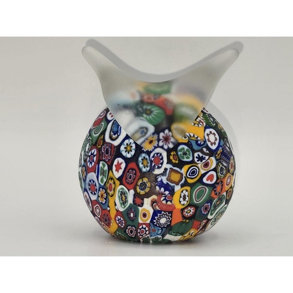 Murano Venitian Glass Millefiori Owl Figurine Paperweight 3" - Picture 2 of 10